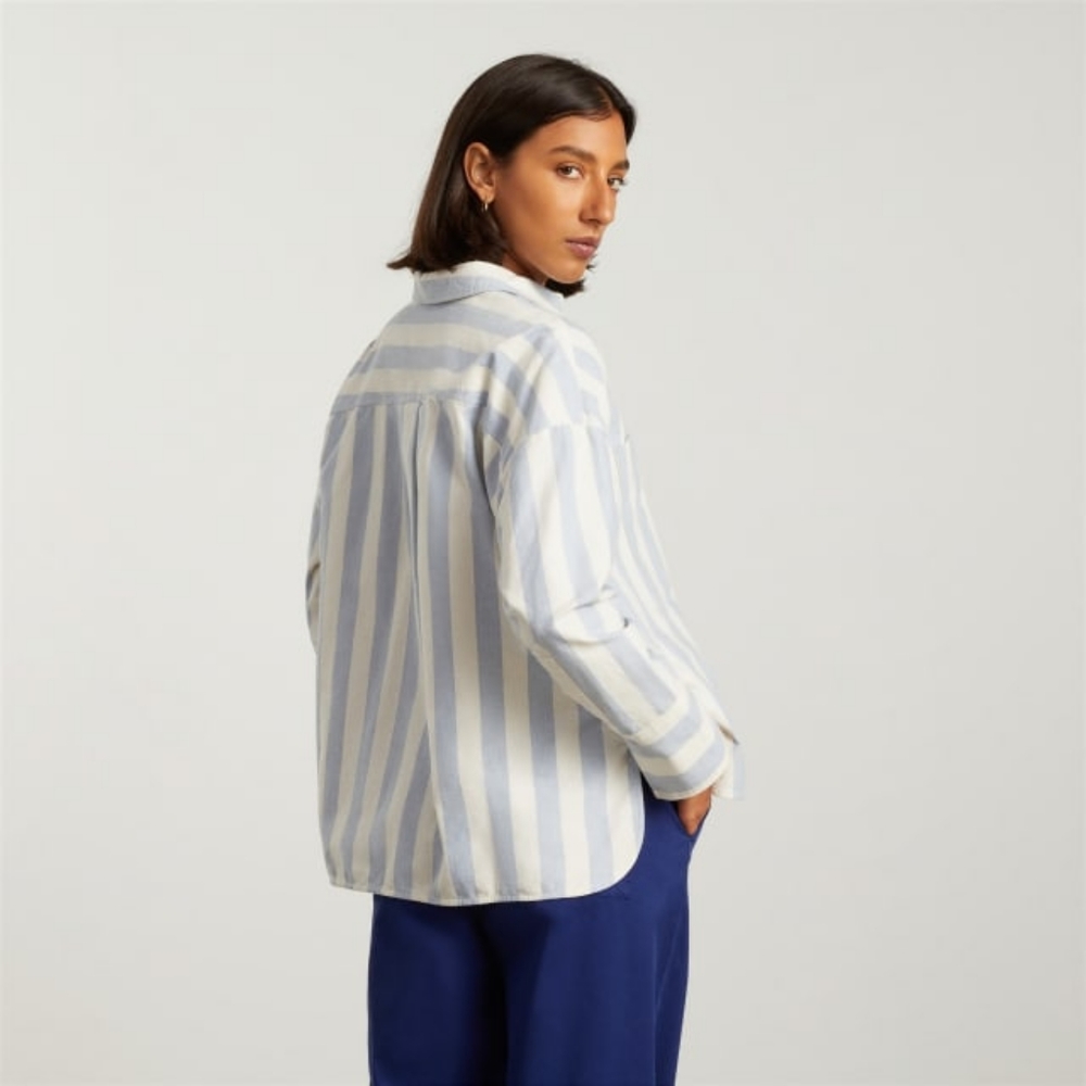 Everlane  Blue and White Striped Button Down Shirt - Picture 2 of 5